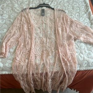 Sheer Pink Lace Cardigan